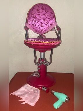 Battat Our Generation Pink Fashion Salon Styling Chair for 18”Dolls